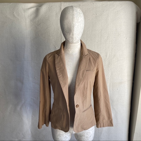Vintage Joie Jacket M Pinstriped Blazer Tan Orange - Picture 5 of 9